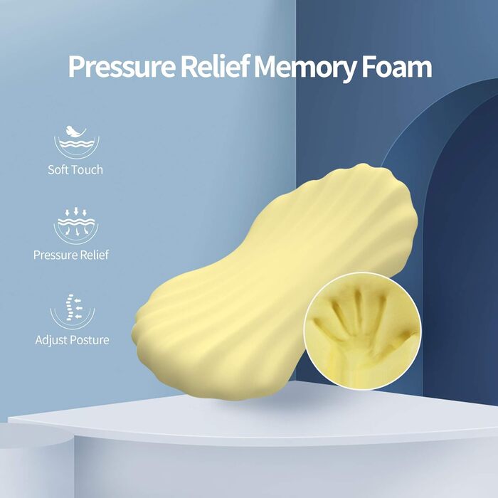 Регульована подушка для поперекової підтримки RESTCLOUD для сну, подушка для спини з піни з ефектом пам&39яті для полегшення болю в попереку, подушка для спини для сну, місячно-сірий колір. У комплекті 2 знімні накладки.