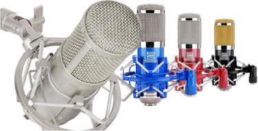 Студійний конденсаторний мікрофон Pronomic CM-100S з великою діафрагмою, XLR (з павуком, чохлом, вітрозахистом, перехідником), сріблястий