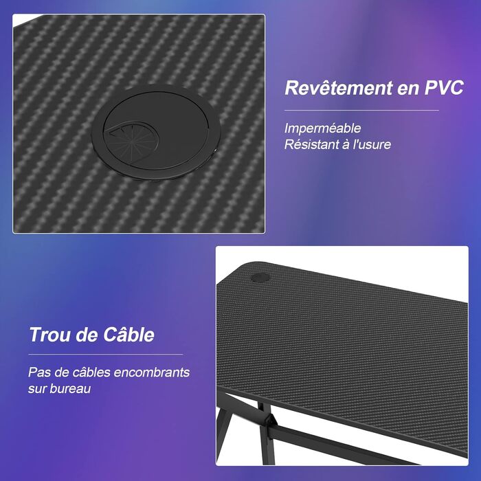 Комп&39ютерний стіл K-frame, ігровий стіл з підставкою для контролера, підсклянник, гачок для навушників, ігровий стіл, ігровий стіл чорного кольору 100x55x90,5 см, офісний комп&39ютерний стіл