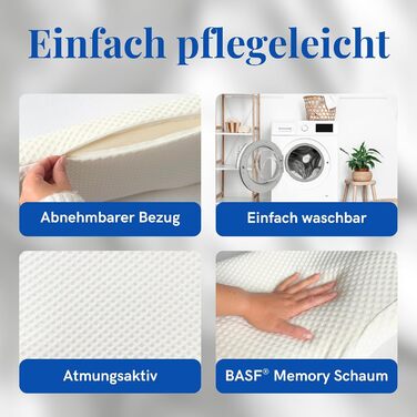 Ортопедична подушка для підтримки шиї, подушка з піни з ефектом пам&39яті, ергономічна подушка для шиї від болю в шиї, підходить для сну на спині, животі та на боці - в комплекті чохол (подушка)