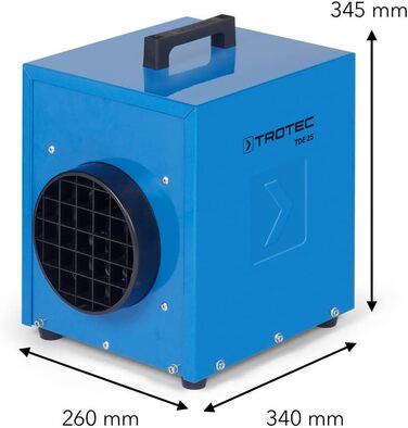 Будівельний обігрівач TROTEC TDE 25 потужність нагріву 3 кВт об&39єм повітря 206 м/год електричний вентилятор для будівельних майданчиків