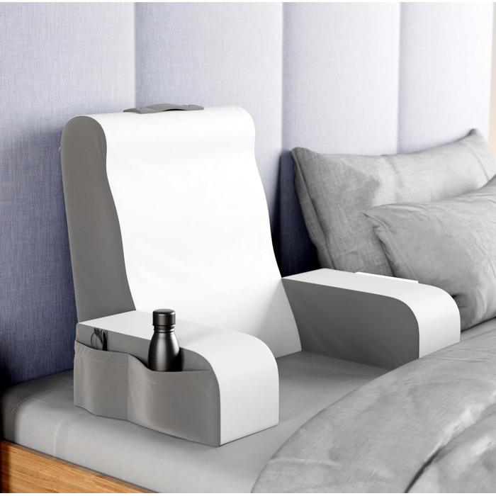 Подушка для читання Klbs Wedge, подушка для спинки ліжка, подушка з підлокітниками для телевізора, книг, ігор, для гуртожитку, спинка (сіра/біла, стандартна) стандартна сіра/біла