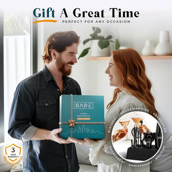 Професійний набір шейкерів для бармена Mixology 14 предметів для коктейлів Martini (Jet Black)