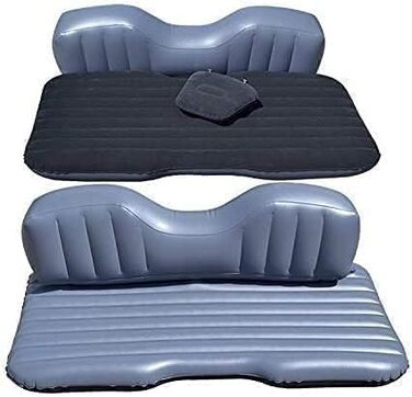 Надувне ліжко для подорожей у автомобілі LABABE, надувний матрац для кемпінгу на задньому сидінні, розширений матрац з флокованим надувним матрацом для автомобіля, універсальне дитяче надувне ліжко для подорожей - (сіре флокування)