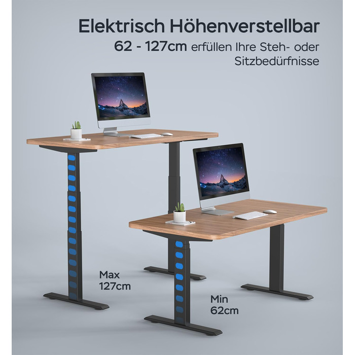 Рама столу DeHong з регулюванням висоти та 2 двигунами, 3-рівнева електрична регульована висота рами столу, функція пам&39яті та плавний старт/зупинка, 6BPLUS чорного кольору