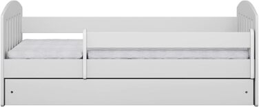 Дитяче ліжко Bjird Молодіжне ліжко 80x160 80x180 біле з шухлядою для захисту від випадіння та рейковою рамою Дитячі ліжка для дівч