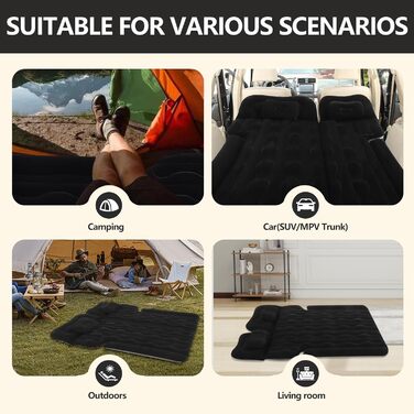 Надувний матрац для позашляховика, ліжко для автомобіля, кемпінгова подушка для позашляховика, покращений, потовщений, для заднього сидіння вантажівки з насосом та подушкою, для подорожей, кемпінгу, використання в автомобілі, кемпері, мінівені