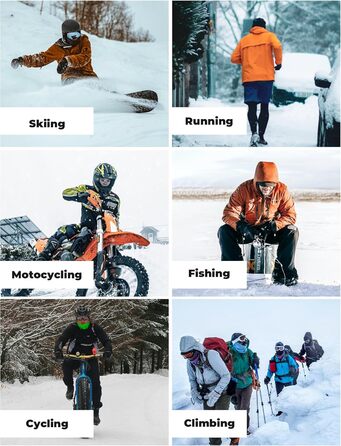 Балаклава для мотоциклів ROCKBROS, лижна маска для чоловіків та жінок, повнолицьова маска, зимова шапка та грілка для шиї, тепла, вітрозахисна, дихаюча для їзди на велосипеді, лиж, сноубордингу, один розмір, чорна