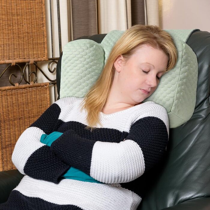 Подушка для шиї MABOZOO для крісел-реклайнерів з кишенею, подушка для підголівника для полегшення болю в шиї та підтримки шийного відділу хребта, подушка для голови-реклайнера для тих, хто спить на боці вдома, в офісі або під час подорожей, світло-зелена