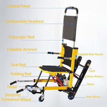 Електрична сходова інвалідна коляска Розбірне портативне крісло підходить для людей похилого віку та інвалідів Медичне обладнання Сходовий підйомник Допомога в пересуванні по сходах,B