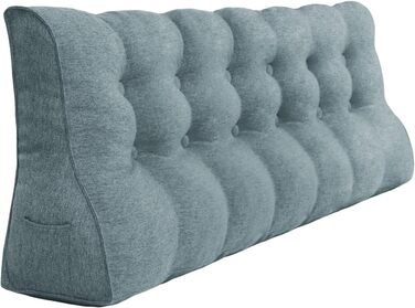 Велика клиноподібна подушка для читання з високою спинкою та поперековою опорою Відчуйте максимальне розслаблення та задоволення від читання з лляним чохлом, який можна прати, 180 см, сірий колір