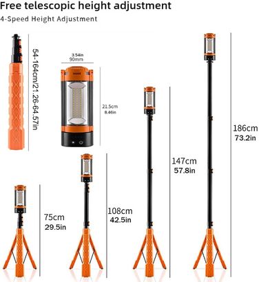 Робочий ліхтар-штатив водонепроникний магнітний дизайн, портативний аксесуар для ліхтаря, спорядження для кемпінгу, нічний ліхтар для пригод Водонепроникний магнітний робочий ліхтар-штатив пропонує регулювання
