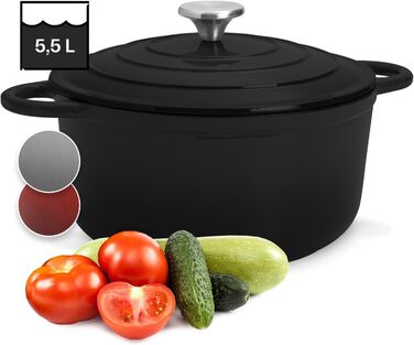 Емальована чавунна каструля, жаровня 5,5 л, герметична жаровня з кришкою для духовки, мала емальована жаровня з кришкою, жаровня д