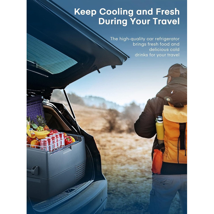 Компресорна холодильна камера, портативний холодильник 60 літрів, портативна холодильна камера 12В (від -20 до 10), знімні дверцят