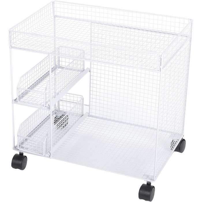 Розсувний органайзер для кошиків, мобільні полиці для зберігання, полиці для комори з поворотними на 360 градусів колесами, що блокуються, ідеально підходить для зберігання тарілок, мисок та посуду (білий)