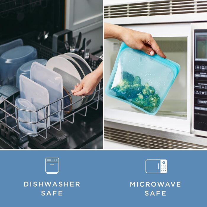 Силіконові пакети Stasher Bowl преміум-класу, багаторазові для їжі, миска на 6 чашок, прозорі, міцні, придатні для використання в духовці, посудомийній машині та морозильній камері, екологічно чисті, не протікають, ланч-пакет, 1419 мл