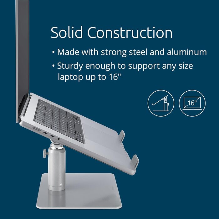Підставка для ноутбука Kensington до 16 дюймів, з регулюванням висоти та кута нахилу, вентиляційними отворами, тримачем для ноутбука зі вбудованим відділенням для зберігання та антиковзними силіконовими накладками (K50424WW). До 16 дюймів. З відділенням д