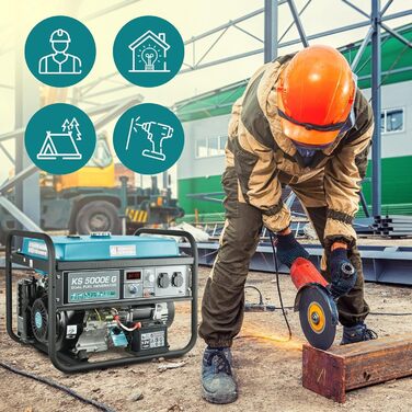 Генератор на зрідженому паливі/бензині K&S Knner&Shnen KS 5000E G серії DUAL FUEL, аварійний генератор потужністю 4500 Вт, ручний/електричний запуск, 2x16A, 12 В, генератор з (AVR), генератор живлення, захист генератора від короткого замикання Blue5eg
