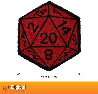 Килимок для дверей getDigital W20 Cube - Килимок для гіків, нердів та рольових гравців, виготовлений зі 100 натурального кокосового волокна - 45 x 50 см