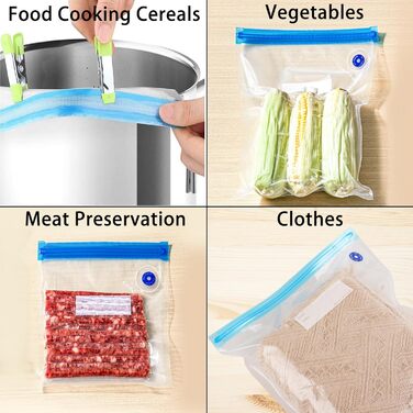 Вакуумні пакети для їжі багаторазові з клапанною блискавкою 30x34 см Безкоштовні пакети Sous Videv Вакуумний контейнер Вакуумні пакети для фруктів, овочів, подорожей, 25 шт.