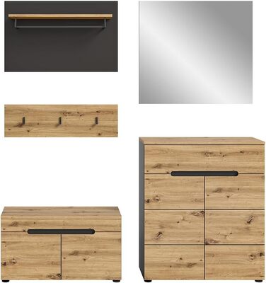 Вішалка для верхнього одягу Lomadox набір з 4-х частин вішалка для верхнього одягу з тумбою для взуття лавка для верхнього одягу в