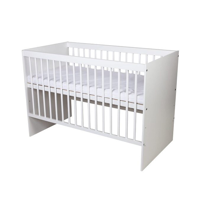 Дитяче ліжко TANY Біле 12060 см Дерев&39яне дитяче ліжко з 3-позиційною рейковою основою з регулюванням висоти та 3 знімними перекладинами Класичне ліжечко з соснової деревини та МДФ Матрац не входить до комплекту