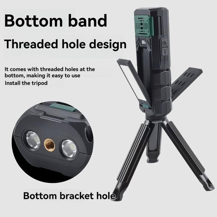 Світлодіодний складний кемпінговий світильник, лампа для намету, портативний робочий світильник з цифровим дисплеєм, багатофункціональний для дому, спальні, вітальні