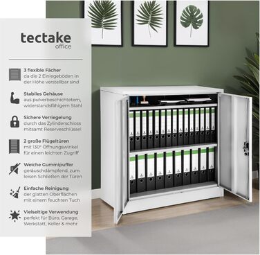 Картотечна шафа, що замикається, металева шафа з циліндричним замком безпеки, офісна шафа, що замикається, багатоцільова сталева шафа, 3 полиці з регульованою висотою, 90 x 40 x 90 см - сірий