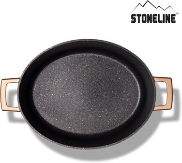 Каструля для запікання з кришкою індукційна 32 см, 6,6 л, лита алюмінієва каструля, покрита частинками справжнього каменю, каструл