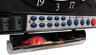 Електронна мішень для дартсу преміум-класу Silver з високим рівнем гри, 41 гра, професійний дизайн для турнірів на 2 лунки, світлодіодні дисплеї, включаючи 12 м&39яких дротиків