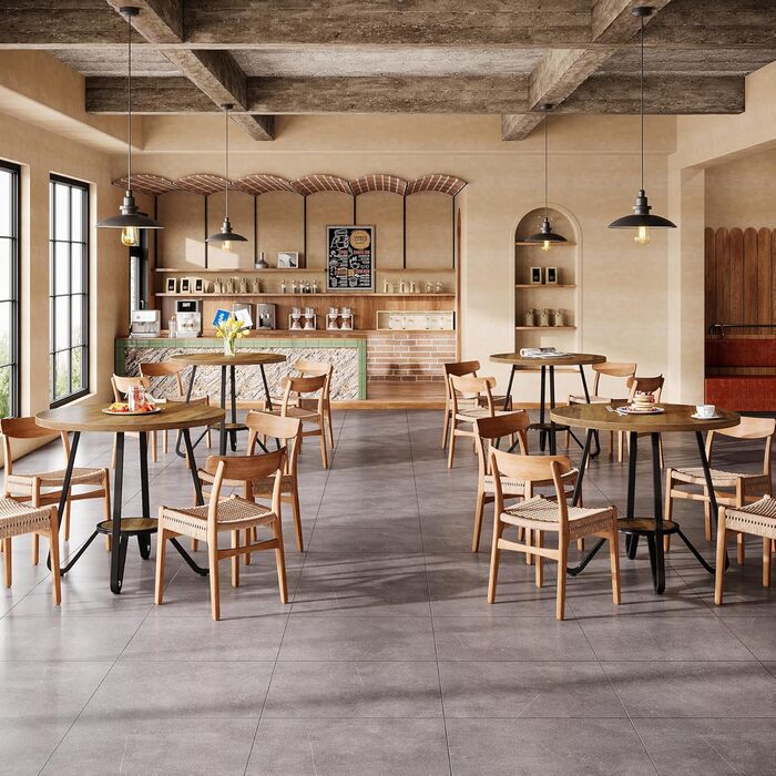 Круглий обідній стіл Tribesigns з полицями, кухонний стіл промислового типу 80 см для 2-4 осіб, маленький журнальний столик для кухні, офісу, квартири, коричневий (лише стіл)