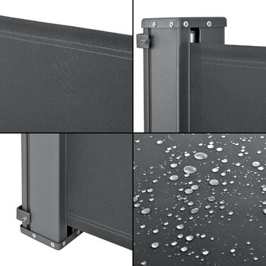 Розсувна бічна тентова перегородка pro.tec Mulhacn для балкону, 160 x 300 см, тентова перегородка для свердління, захист від вітру для тераси з металевим каркасом, сірий сірий 160 x 300 см