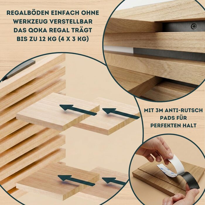 Дерев&39яна настінна полиця - Модульний комплект книжкових полиць з масиву дерева - Плаваюча полиця для вітальні, кухні та ванної кімнати - Вінтажний декор та зберігання рослин, чорний