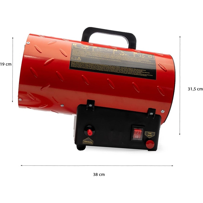 Газовий обігрівач Grafner XXL, 15 кВт, зі з&39єднувальним шлангом, регулятором тиску, турбовентилятором, п&39єзорозпалом, для стандартних газових балонів, генератором гарячого повітря, нагрівальною гарматою, газовим обігрівачем, будівельним обігрівачем, н