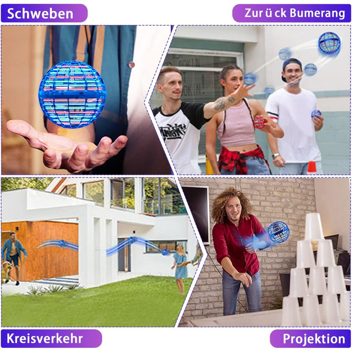 Літаюча куля, чарівна кулька-спіннер RGB, світлодіодна кулька-спіннер, міні-дрон для дитячих іграшок, літаюча куля, літаюча куля, подарунки Nova для хлопчиків та дівчаток, для приміщень та вулиці, професійний (синій) синій