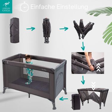 Дитяче ліжечко Urban Kanga QK з боковим відкриттям 60x120 см (ліжечко QK, темно-сіре)