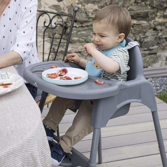 Регульований стільчик для годування 2-в-1, перетворюється на дитяче крісло, 6 місяців - 3 роки (макс. 15 кг), легкий (3,3 кг), дит
