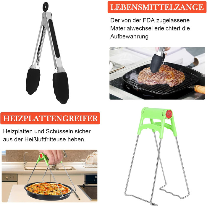 Набір аксесуарів для фритюрниці MorNon 15 шт. 8 дюймів Аксесуари для фритюрниці Аксесуари для фритюрниці Набір аксесуарів для аерофритюрниці Конвекційна піч Фритюрниці для фритюрниць XL Більшість брендів