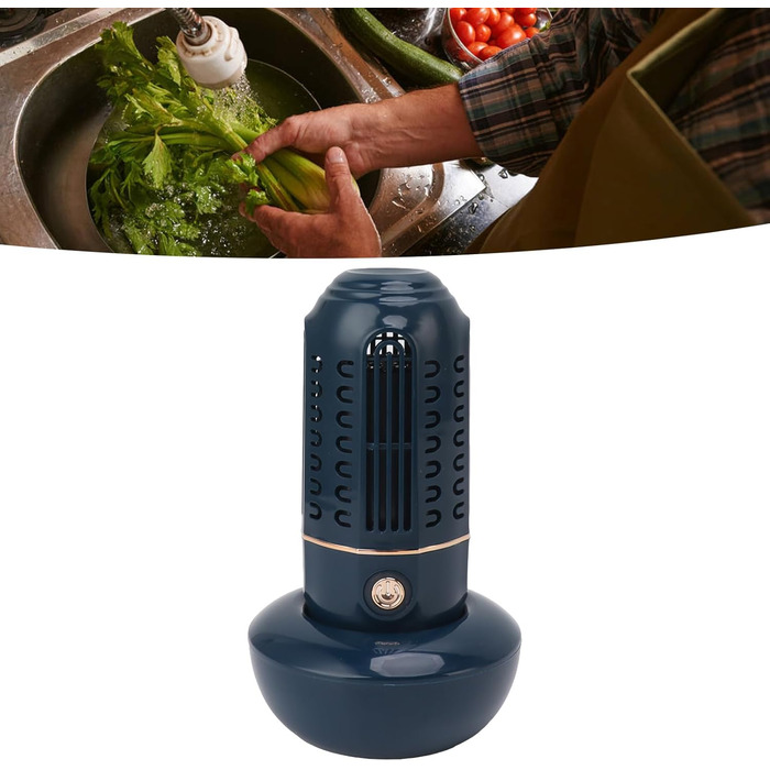 Машина для миття фруктів та овочів Focket, водонепроникність IPX7, 2400 мАг, портативний пристрій для чищення овочів та овочів, компактний автоматичний засіб для чищення фруктів та овочів для фруктів, овочів, рису (синій)