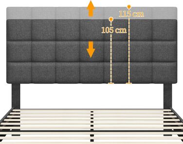 М&39яке ліжко Yaheetech 140 x 200 см Двоспальне ліжко з регульованим узголів&39ям по висоті, міцний каркас ліжка Тканинне ліжко з рейковою основою, м&39який каркас ліжка Дитяче ліжко, темно-сірий колір Темно-сірий 140 x 200 см