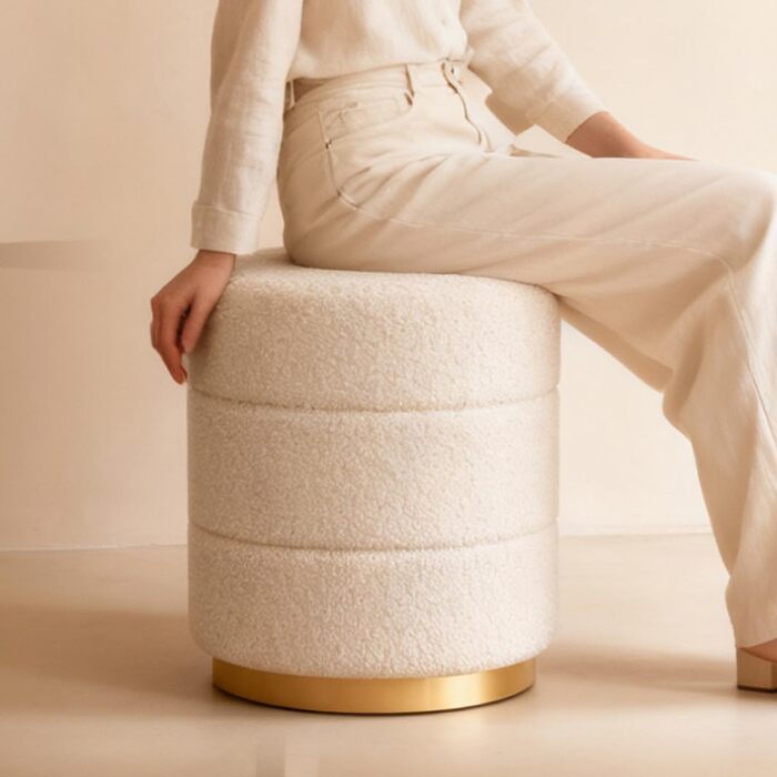 Пуф Zedelmaier Teddy, круглий м&39який табурет для туалетного столика, пуф для ніг з подушкою для сидіння, для вітальні, спальні та коридору, 38x45 бежевий табурет без місця для зберігання 38x45 бежевий Teddy
