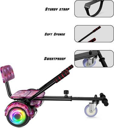 Гіроскутер SISIGAD HY-A02C для дітей – 6,5-дюймовий самобалансуючий з Bluetooth та світлодіодним підсвічуванням, потужний подвійний двигун, подарунок для дітей, зоряно-блакитний / фіолетовий