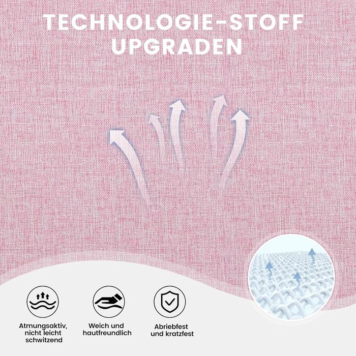 Тканина для ігрового крісла GTPLAYER, ігрове крісло з подушкою-пружиною Pocket Spring, ергономічне поворотне крісло, ігрове крісло з підставкою для ніг, вантажопідйомність 150 кг, рожево-білий