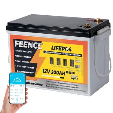 МІНІ-літієва батарея 12V 200Ah LiFePO4 з BMS Bluetooth 200A, автомобільна батарея, LiFePO4 200Ah Bluetooth, 15000 циклів 2560Wh глибокого циклу літієва батарея для автофургонів, сонячних систем, морських вантажівок, караванів