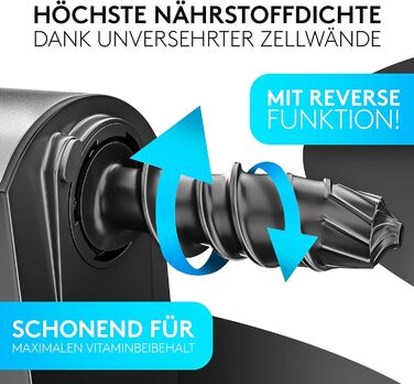 ОРИГІНАЛ - Повільна соковижималка - Соковижималка для овочів і фруктів - 150 Вт Вітамінна фруктова соковижималка з функцією перевороту, включаючи щітку для чищення - Не містить BPA