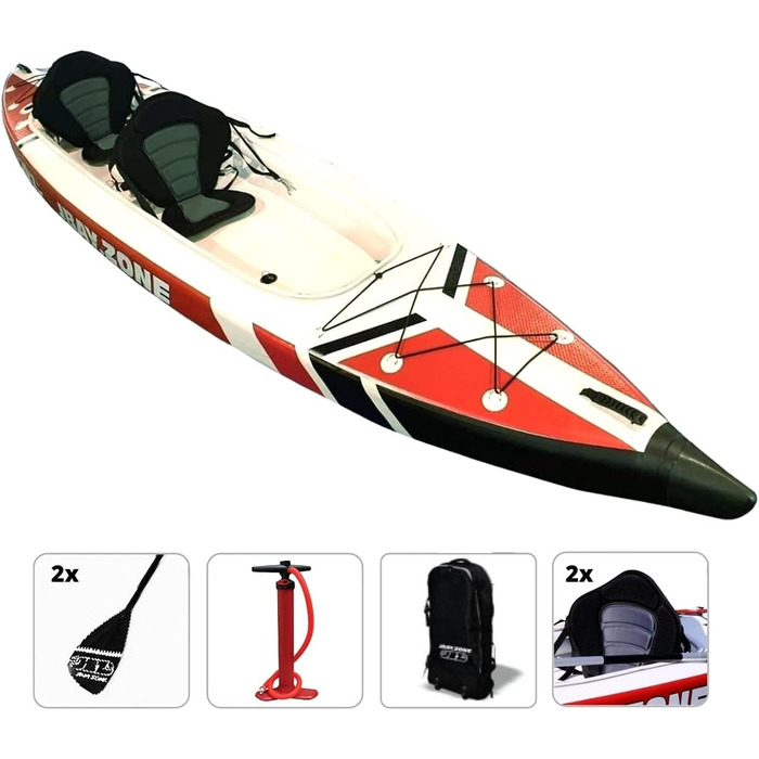 Надувний каяк-каное JBAY.Zone V-подібної форми, повністю виготовлений з матеріалу високого тиску, зшитого методом крапельного шва, двомісний