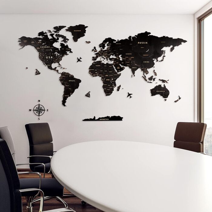 Карта світу настінне оздоблення з дерева, чорна карта світу карта подорожей настінне оздоблення настінне мистецтво для офісу, віта