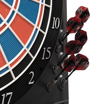 Електронна мішень для дартсу преміум-класу Silver з високим рівнем гри, 41 гра, професійний дизайн для турнірів на 2 лунки, світлодіодні дисплеї, включаючи 12 м&39яких дротиків