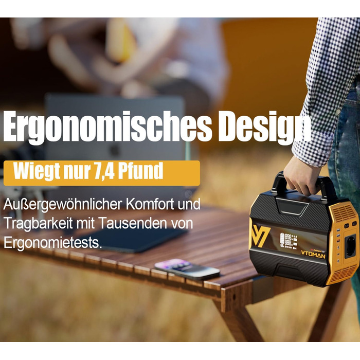 Портативна електростанція VTOMAN FlashSpeed 300 - літій-полімерний акумулятор 230 Втгод з вихідною потужністю змінного струму 300 Вт (пікова 600 Вт), сонячна електростанція, 100 Вт USB-C/230 В змінного струму для дому, кемпінгу на природі, автофургонів, р