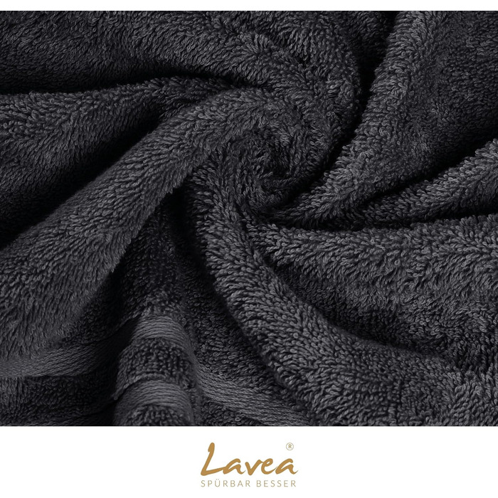 Комплект килимків для ванної Lavea з 4 предметів, килимки для ванної 5080 см, нековзні килимки для ванної, 100 бавовняна махрова тканина, 800 г/м з підвищеною абсорбцією, можна прати при 60C, серія Elena, килимки для ванної, комплект з 4 предметів, антрац